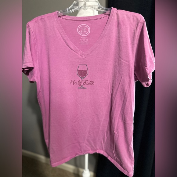 Life is good, half full wine glass, v-neck, XL, pet/smoke free home. - Picture 6 of 10